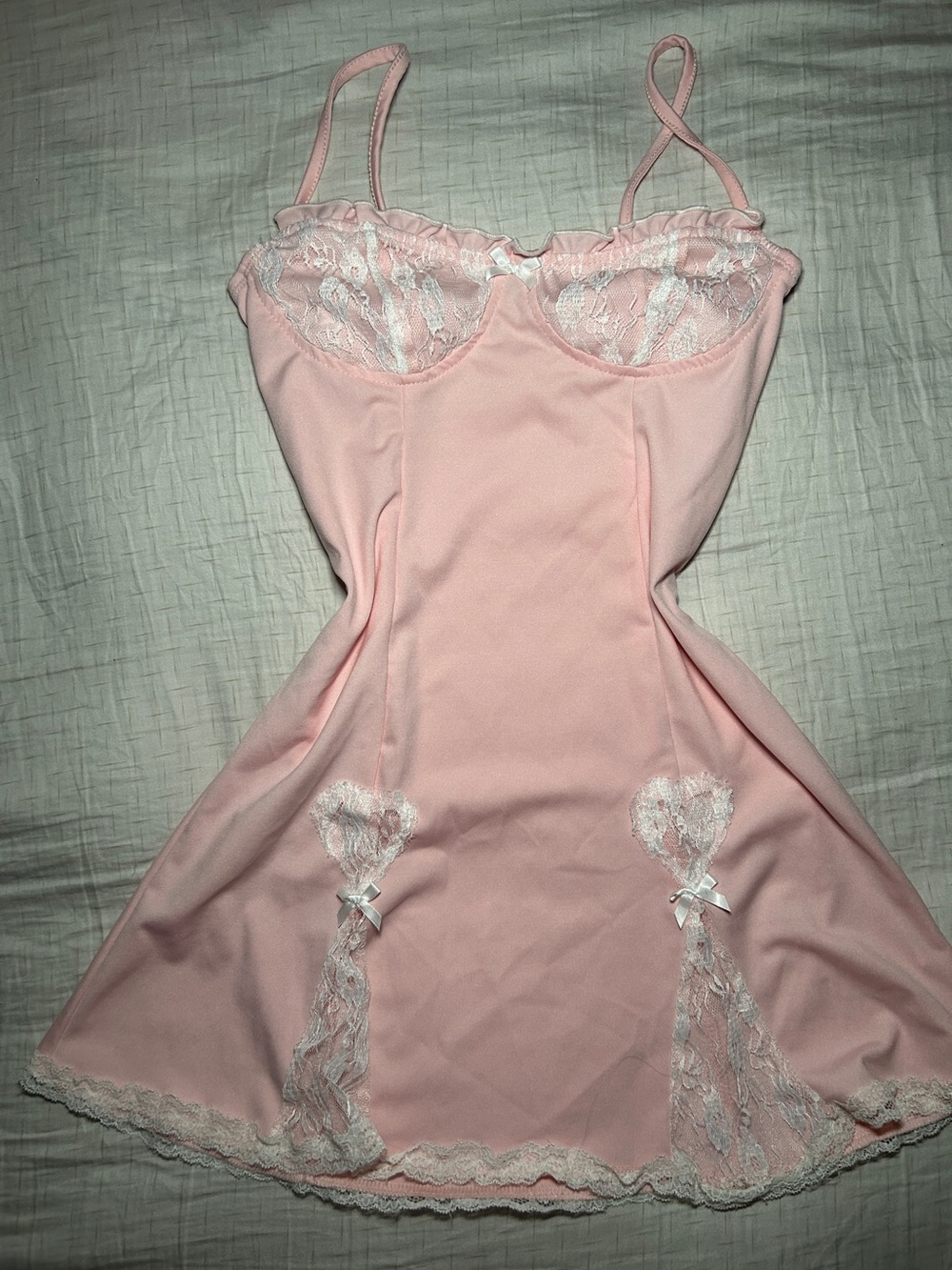 Women’s Lace Trim Slip Dress - Soft Pink